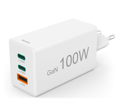 Ładowarka i akumulator Hama ŁADOWARKA SIECIOWA MINI 100W PD/QC 2X USB-C, 1X USB-A BIAŁA